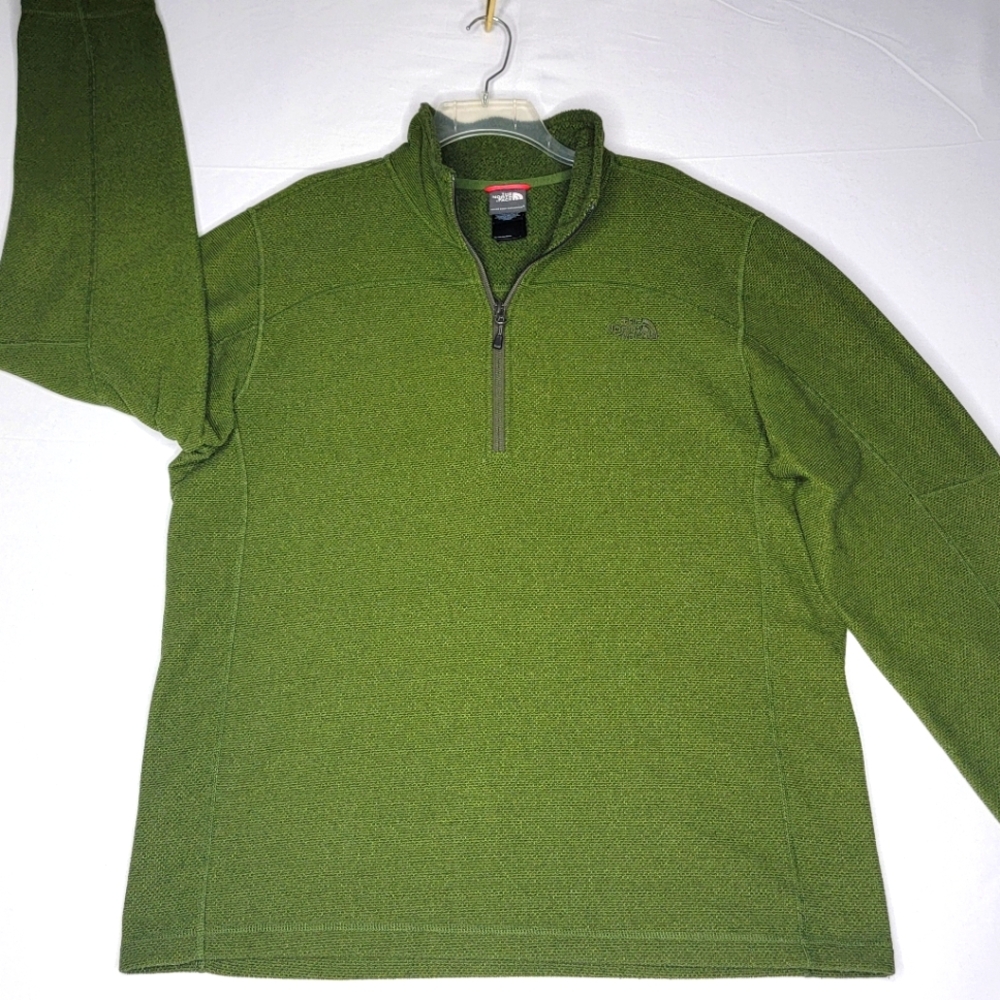 The North Face Jacket  Men 1/4 Zip Pullover Fleece‎ Green Knit size L. #408